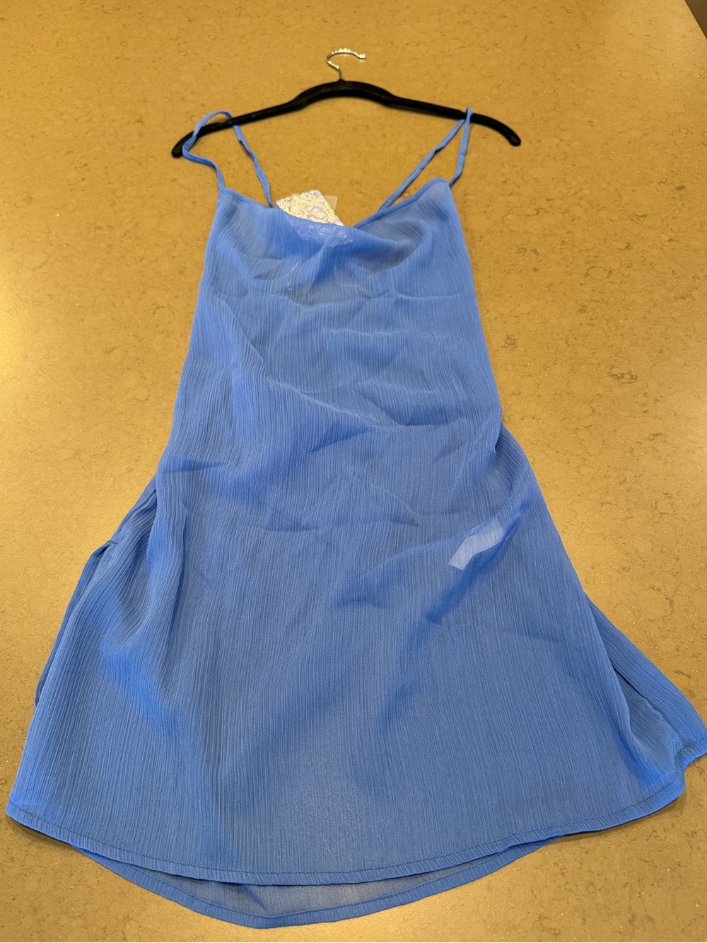 NWT Toluco Women's Mini Cowl Neck Sheer Coverup Dress Sz: M
